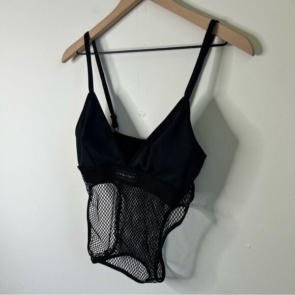 Savage X Fenty Black Mesh Bra Teddy Body Suit Intimates size Medium - Picture 2 of 7